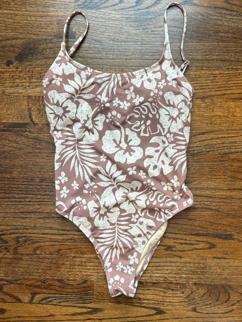 Billabong brown Floral One-Piece Swimsuit small scoop back cheeky high leg - Picture 1 of 4